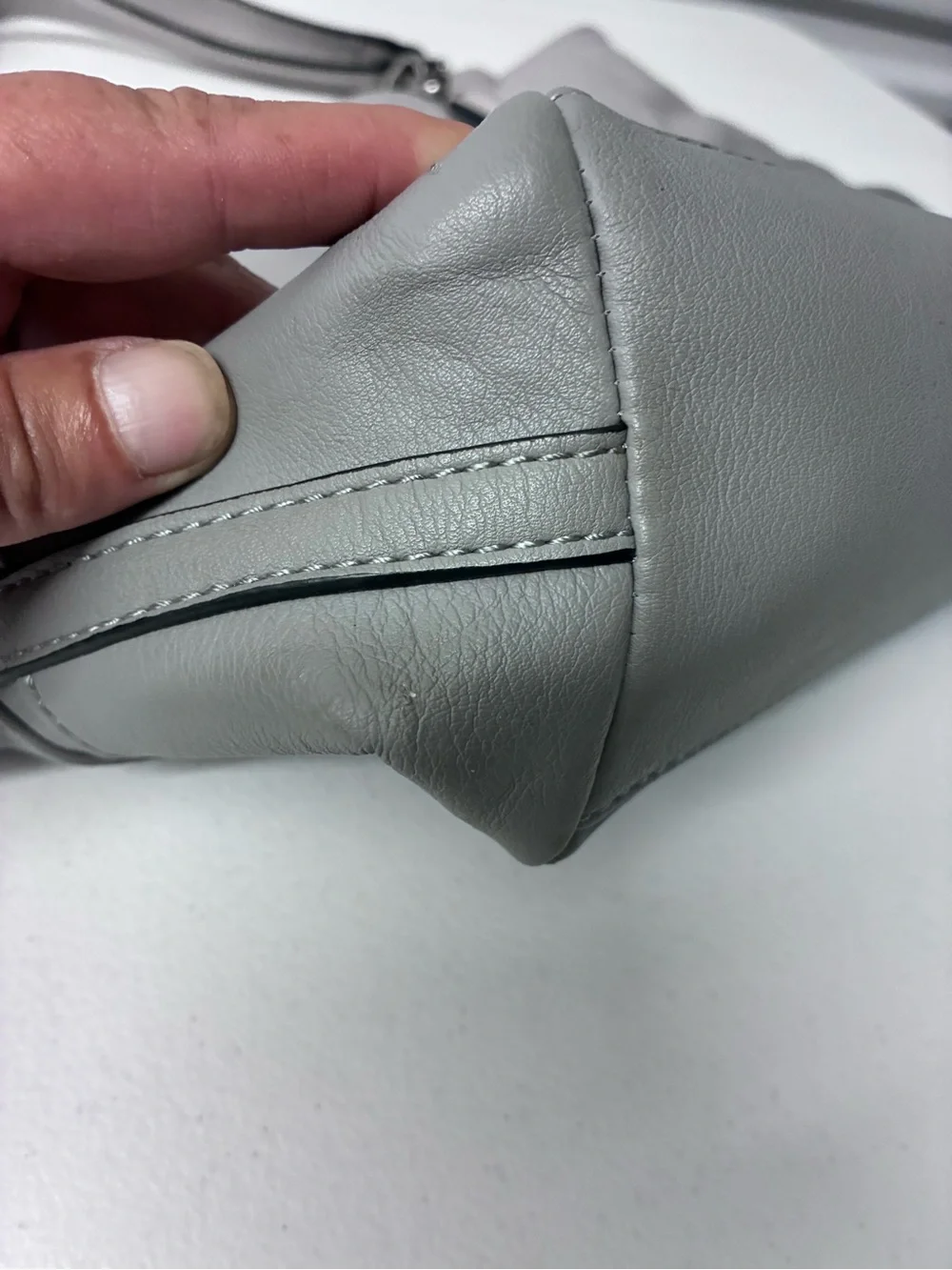 VS  Gray Vegan Leather Tote with Chain-Link Straps